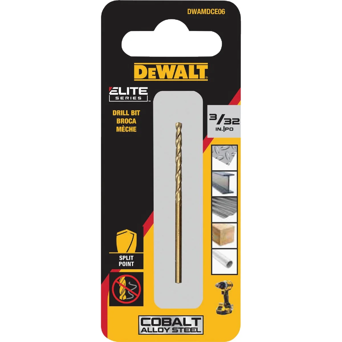 Proven Dewalt Elite Series 3 32 In. x 2-1 5 In. Cobalt Jobber Length Twist Drill Bit Detailed