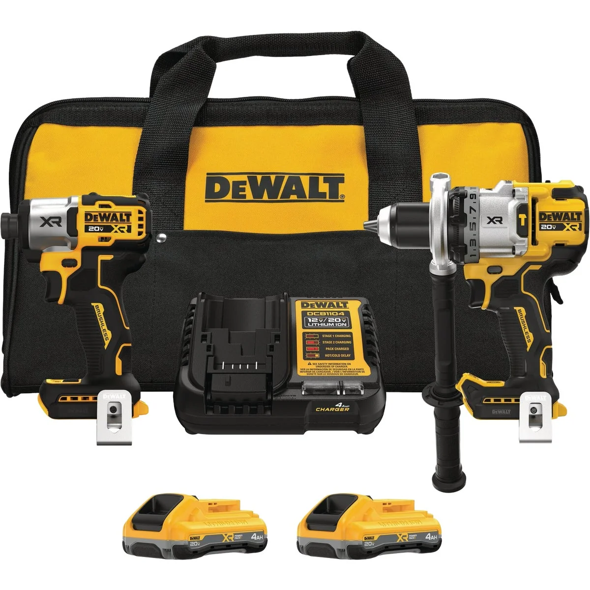 Soft Dewalt 20V MAX XR 2-Tool Brushless Cordless Hammer Drill Impact Driver Combo Kit with 2 POWERPACK Batteries Charger Traditional