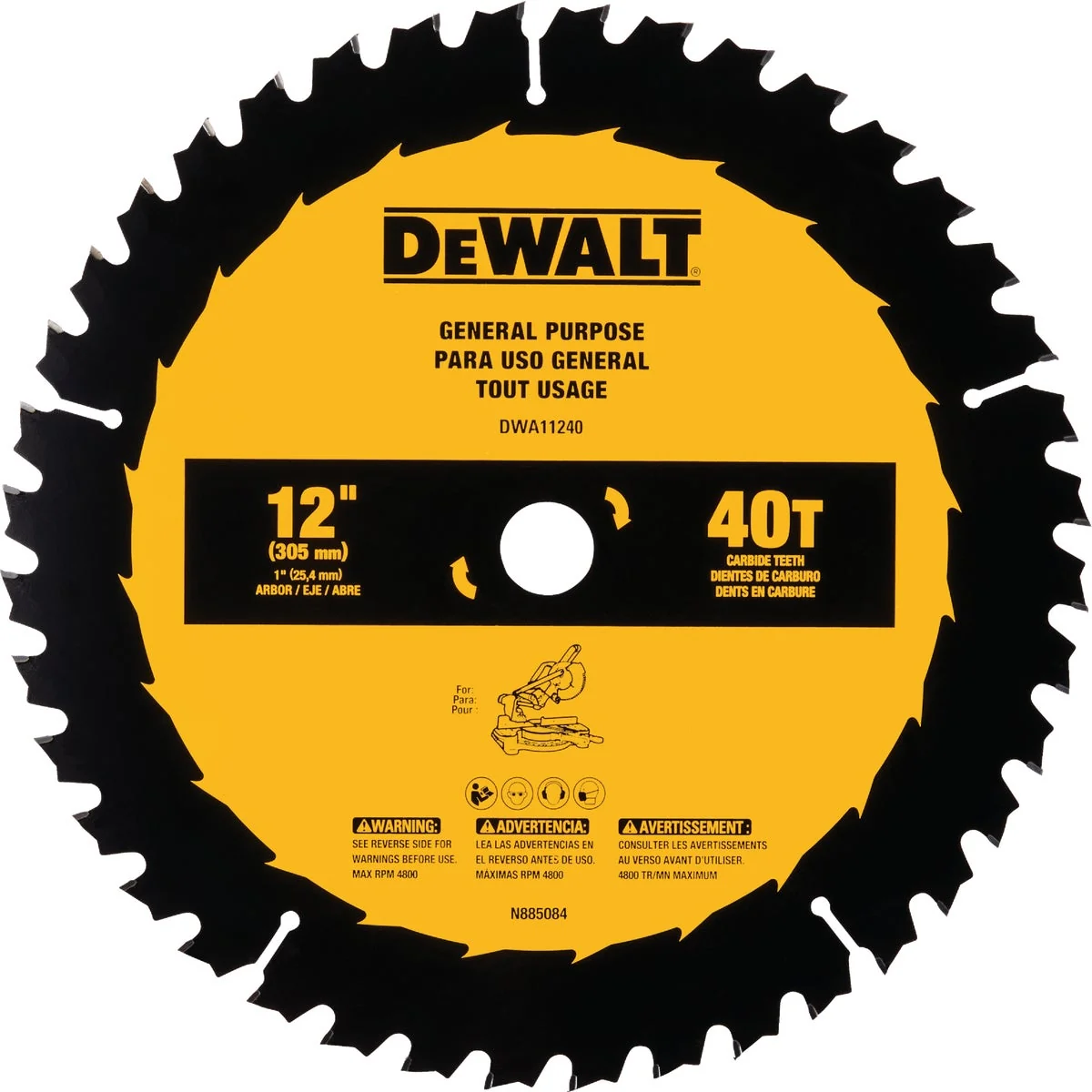 Prestigious DeWalt 12 In. 40-Tooth General Purpose Circular Saw Blade Recyclable