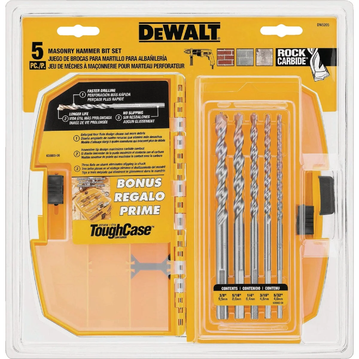 Smart DEWALT Masonry Hammer Drill Bit Set 5-Pieces Dependable