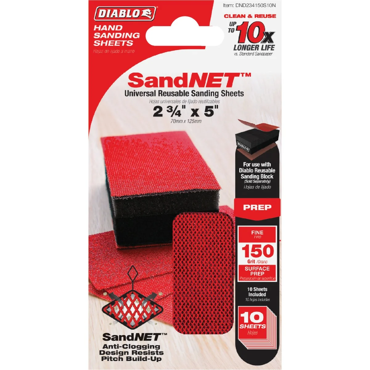 Exclusive Diablo SandNET 2-3 4 In. x 5 In. 150-Grit Reusable Hand Sander Refill Sheets 10-Pack Green