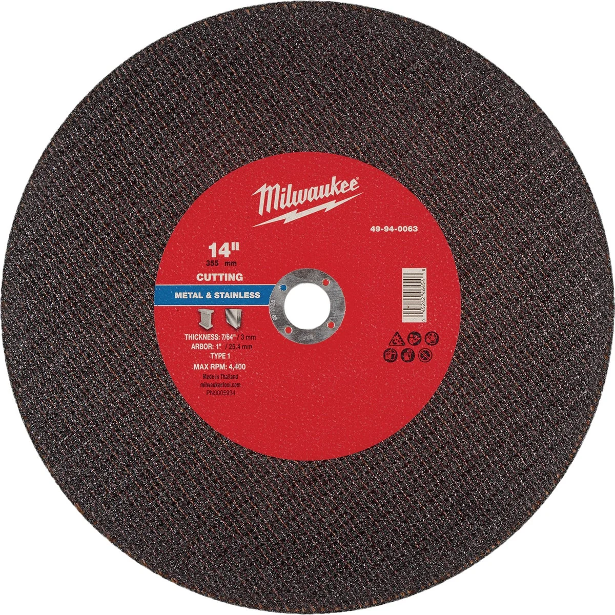Durable Milwaukee Type 1 14 In. x 7 64 In. x 1 In. Metal Cut-Off Wheel Minimalist