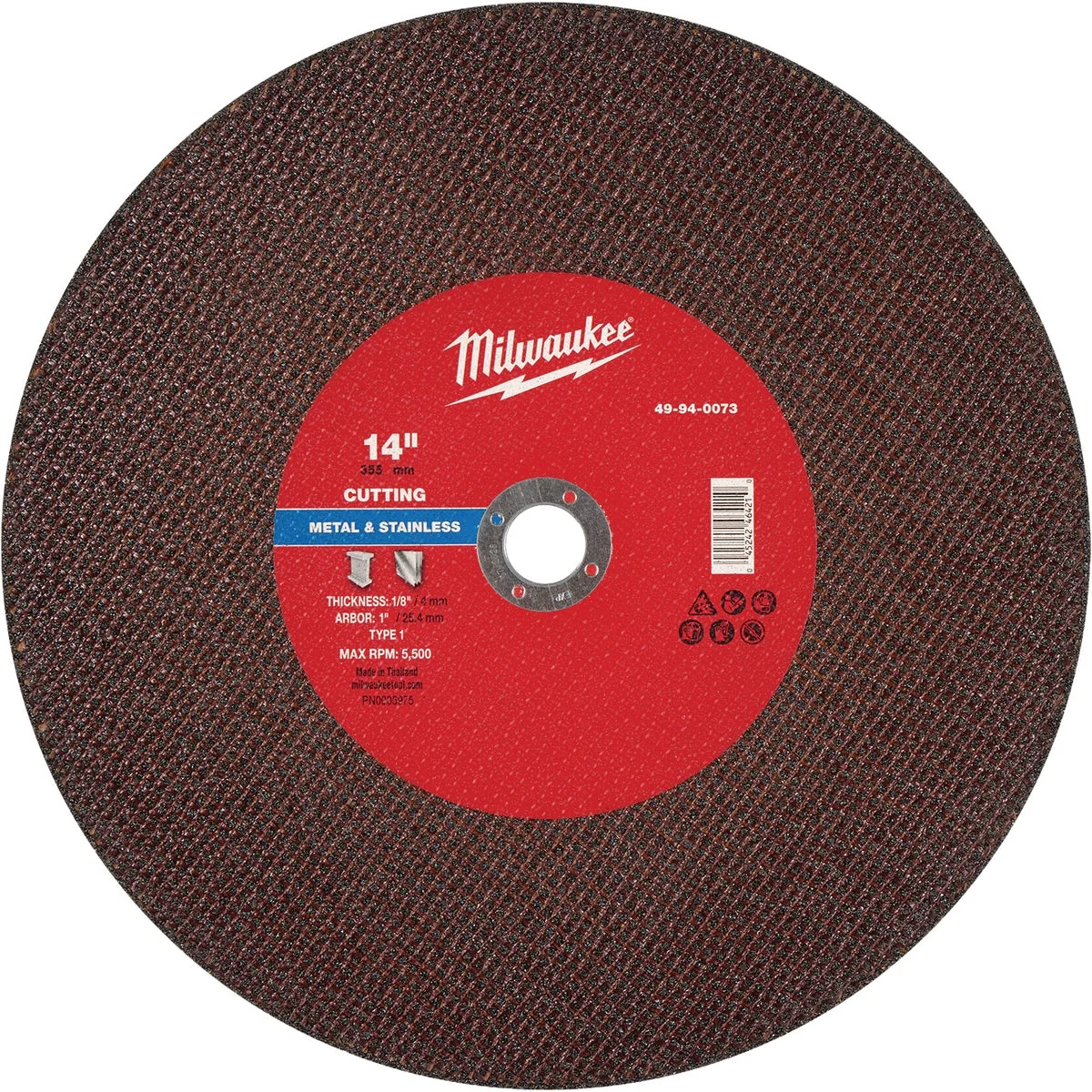 Powerful Milwaukee Type 1 14 In. x 1 8 In. x 1 In. Metal Cut-Off Wheel Exceptional