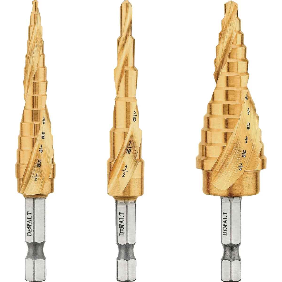 High-Performance DEWALT Impact Ready 3-Piece Titanium Step Drill Bit Set Official