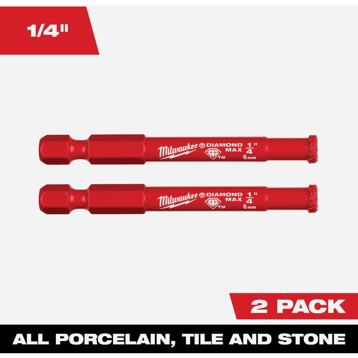 Recyclable Milwaukee DIAMOND MAX 1 4 In. Diamond Grit Hole Saw 2-Pack Solid
