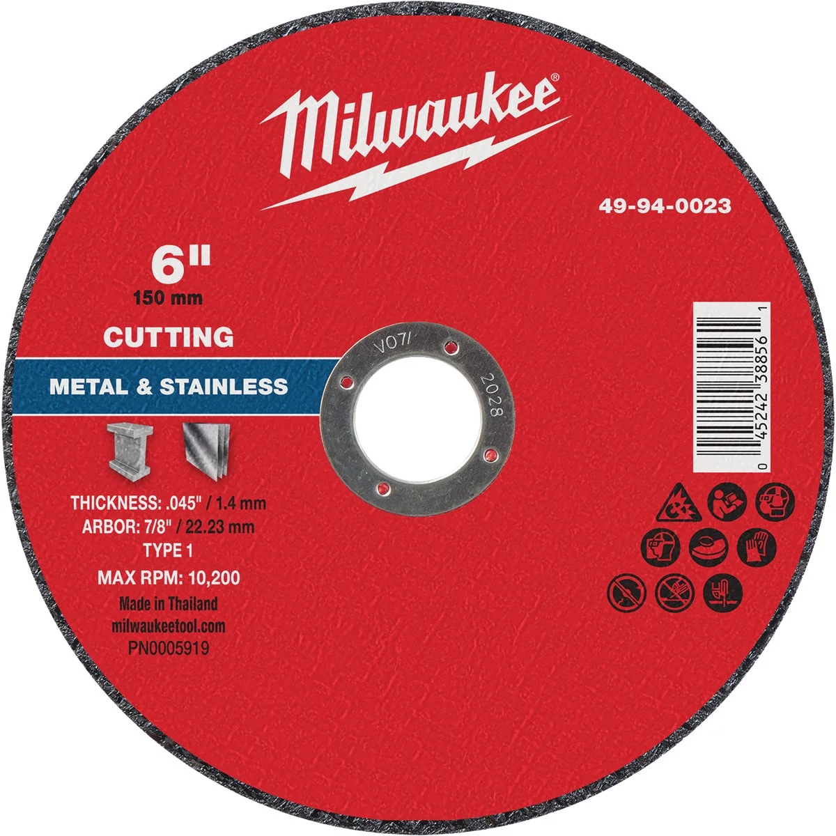 Modern Milwaukee Type 1 6 In. x 0.045 In. x 7 8 In. Metal Cut Off Wheel Reusable