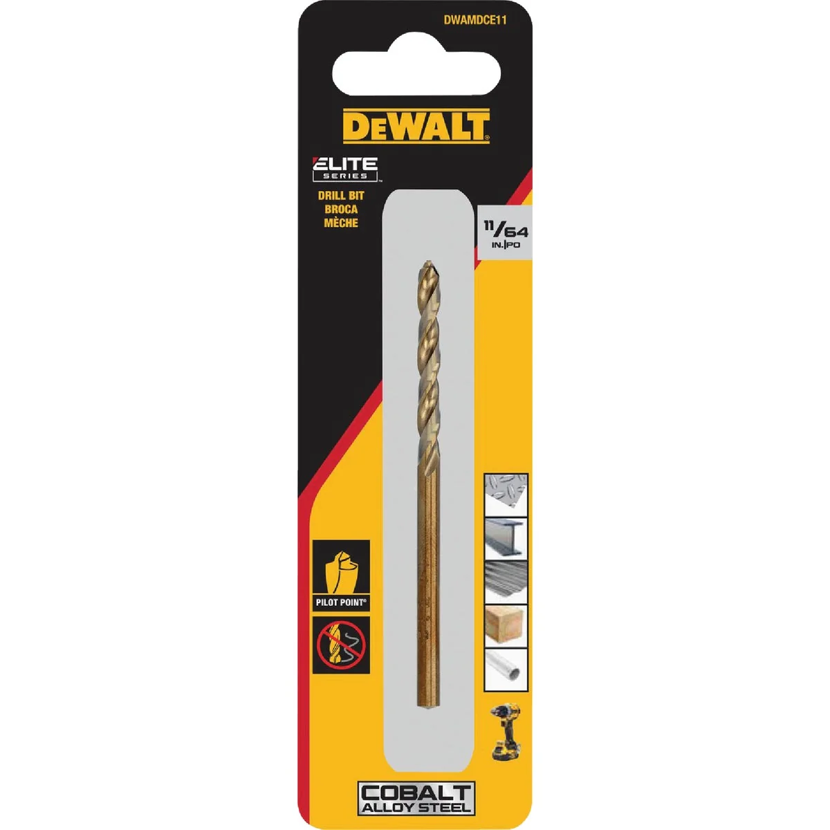 Fashionable Dewalt Elite Series 11 64 In. x 3-3 10 In. Cobalt Alloy Steel Jobber Length Twist Drill Bit Smooth