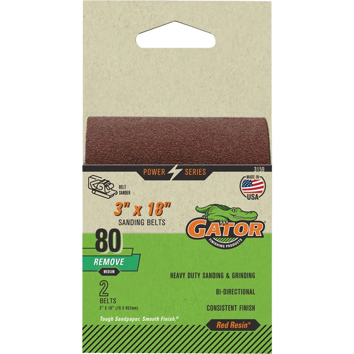 Fashionable Gator 3 In. x 18 In. 120-Grit Aluminum Oxide Sanding Belt 2-Pack Reliable