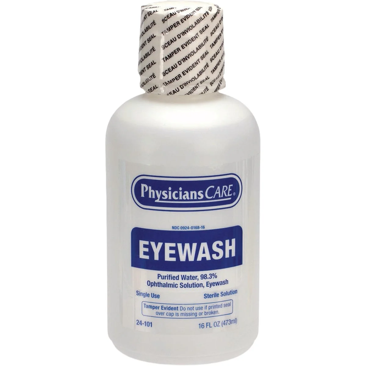 Convenient First Aid Only 16 Oz. Screw Cap Eyewash Refill Bottle Flexible