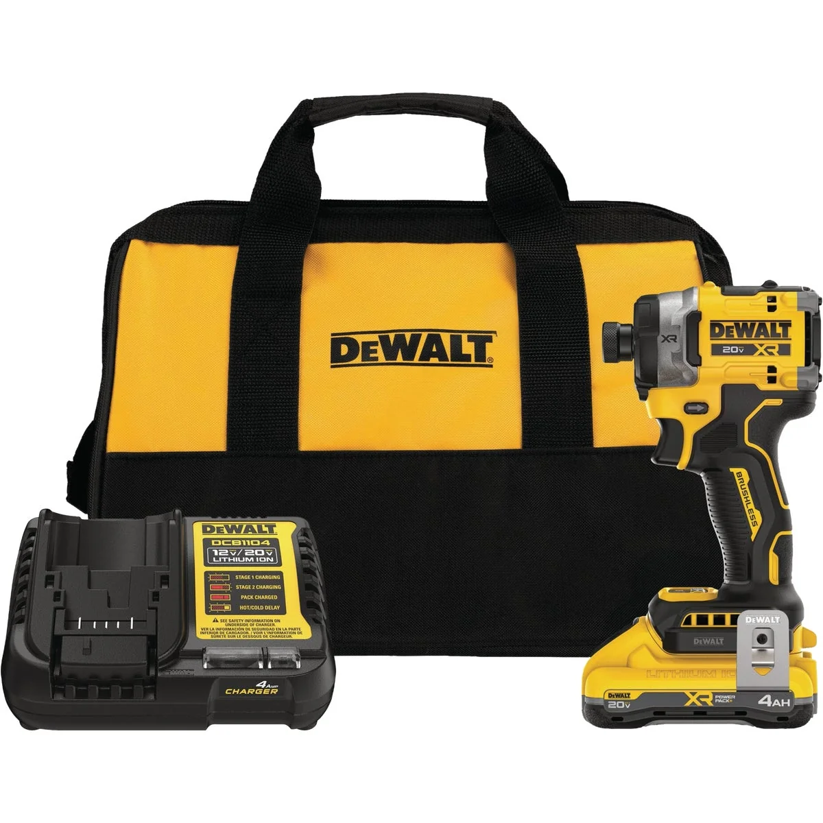Fine Crafted DEWALT 20V MAX XR 1 4 In. 3-Speed High Torque Brushless Cordless Impact Driver Kit with 4.0 Ah Battery Charger Premium