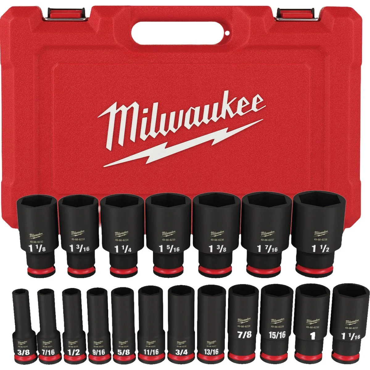 Relaxed Milwaukee SHOCKWAVE Standard 1 2 In. Drive 6-Point Deep Impact Socket Set 19-Piece Artisan