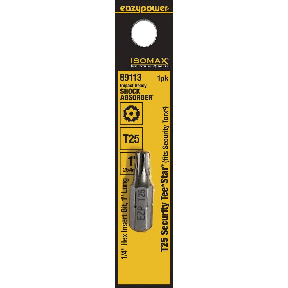 Smooth Eazypower Corporation Tamperproof Torx Security T25 1 In. 1 4 In. Hex Screwdriver Bit Effective