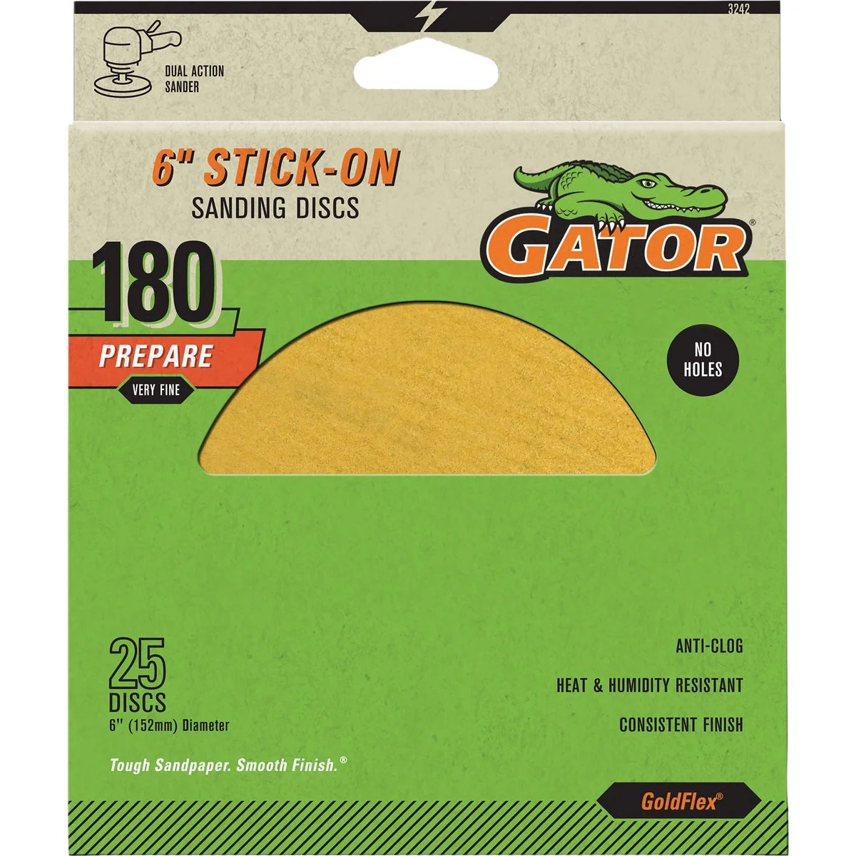 Excellent Gator Goldflex 6 In. 180-Grit Aluminum Oxide Stick-On Sanding Disc 25-Pack Environmentally Friendly