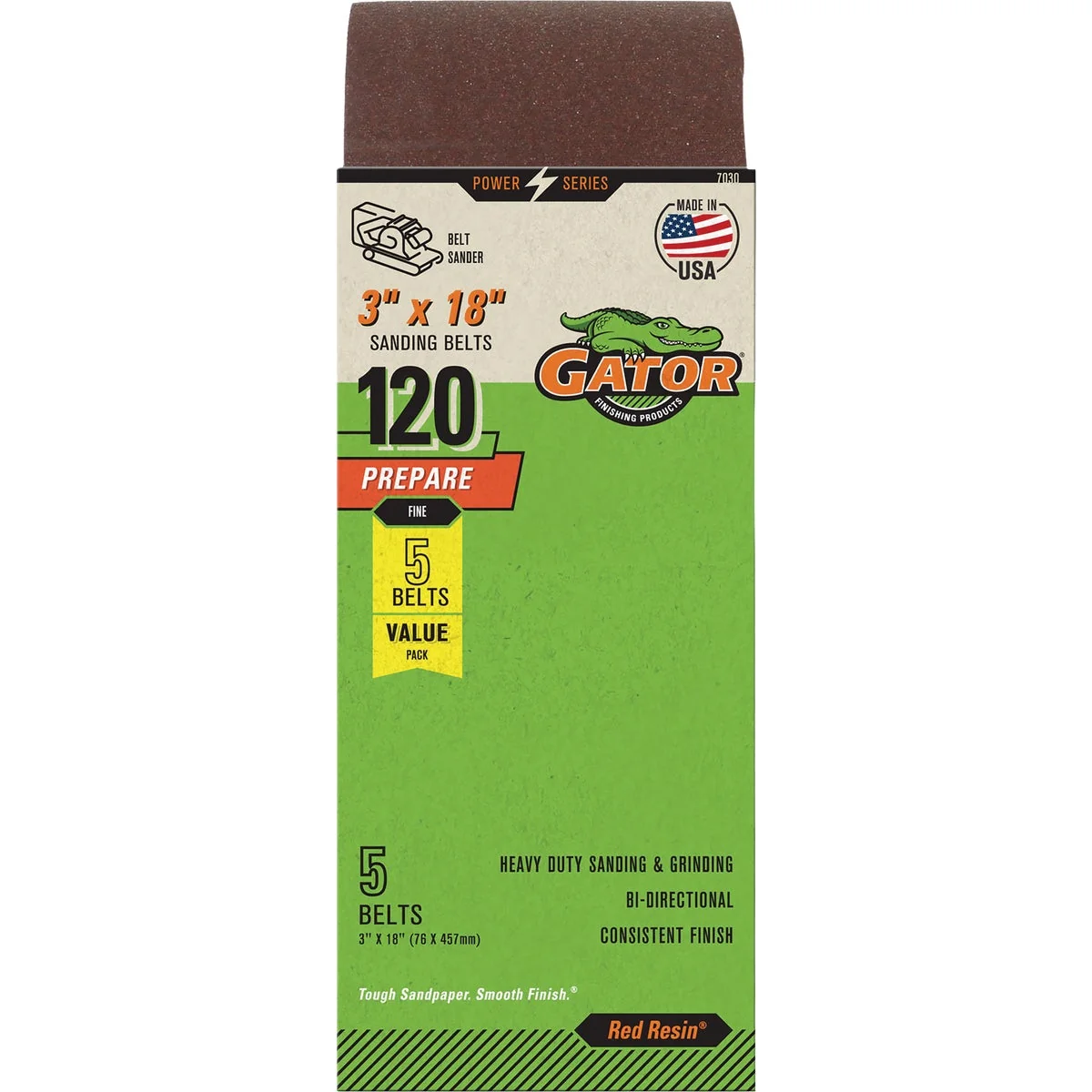 Effective Gator 3 In. x 18 In. 120-Grit Aluminum Oxide Sanding Belt 5-Pack Carefully Designed