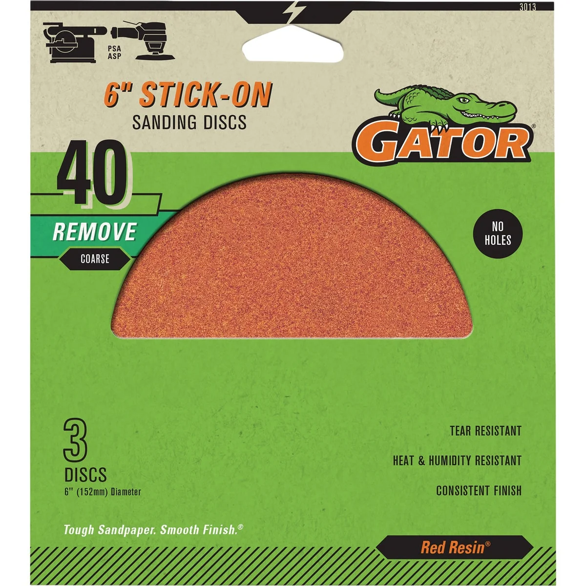 Easy-to-Use Gator 6 In. 40-Grit Aluminum Oxide Stick-On Sanding Disc 3-Pack Luxury