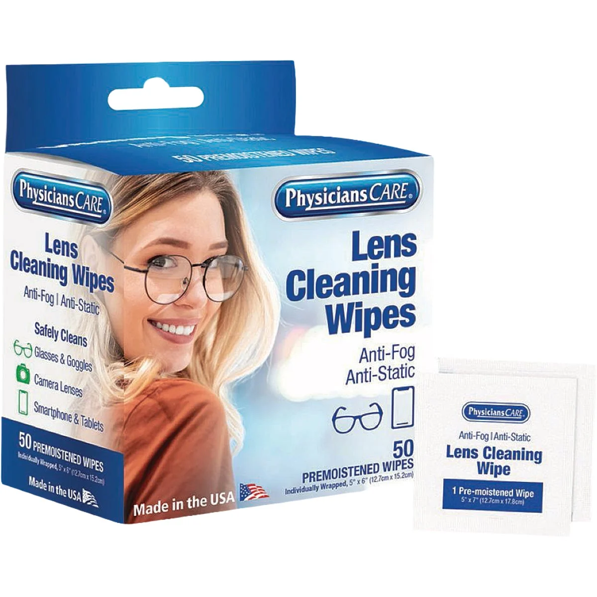 Optimized First Aid Only Lens Cleaning Wipe 50-Count