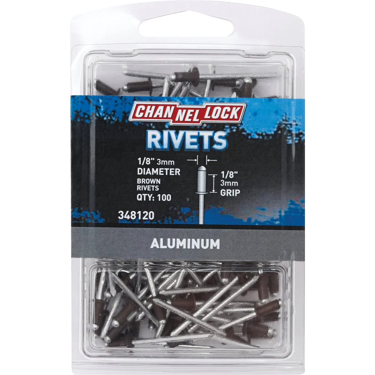 Safe Channellock 1 8 In. Dia. x 1 8 In. Grip Brown Aluminum POP Rivet 100-Pack Official