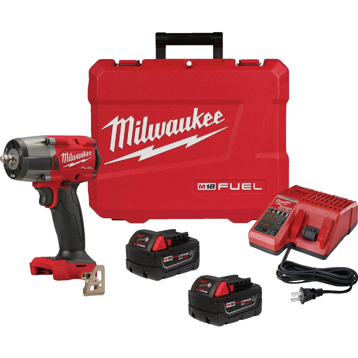 Easy-to-Use Milwaukee M18 FUEL Brushless 3 8 In. Mid-Torque Cordless Impact Wrench Kit with Friction Ring 2 5.0 Ah Resistant Batteries Charger Long-Lasting