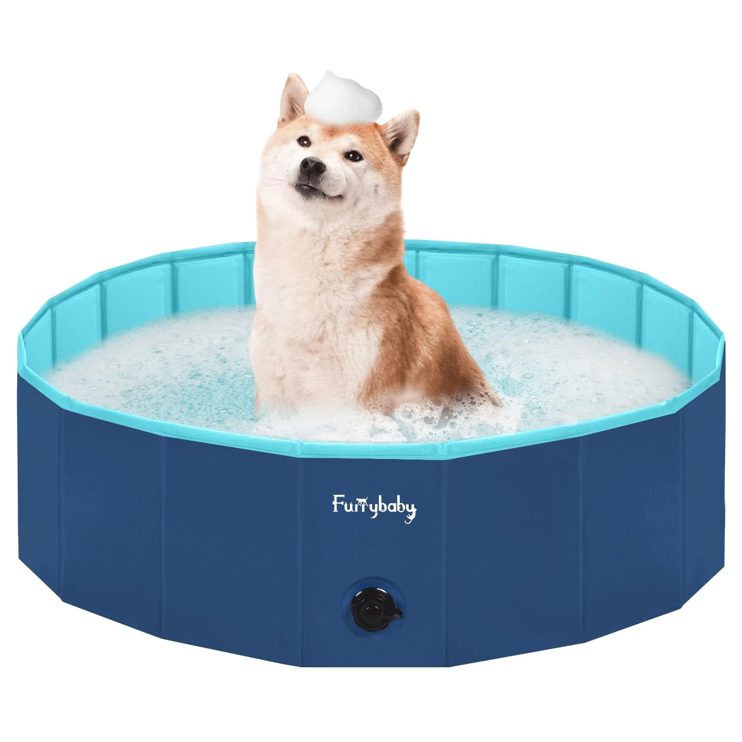 Premium Material Furrybaby Navy 39-inch Dog Pool — Foldable Hard Plastic Kiddie Pool for Dogs Kids Enhanced