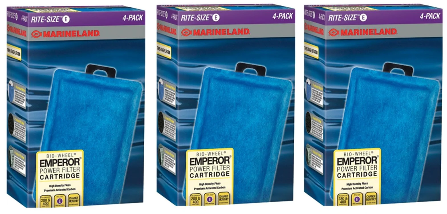 Lightweight Marineland Rite-Size Cartridge E-12 Cartridges 3 Packs of 4 — Emperor Filter Compatibility High-Grade