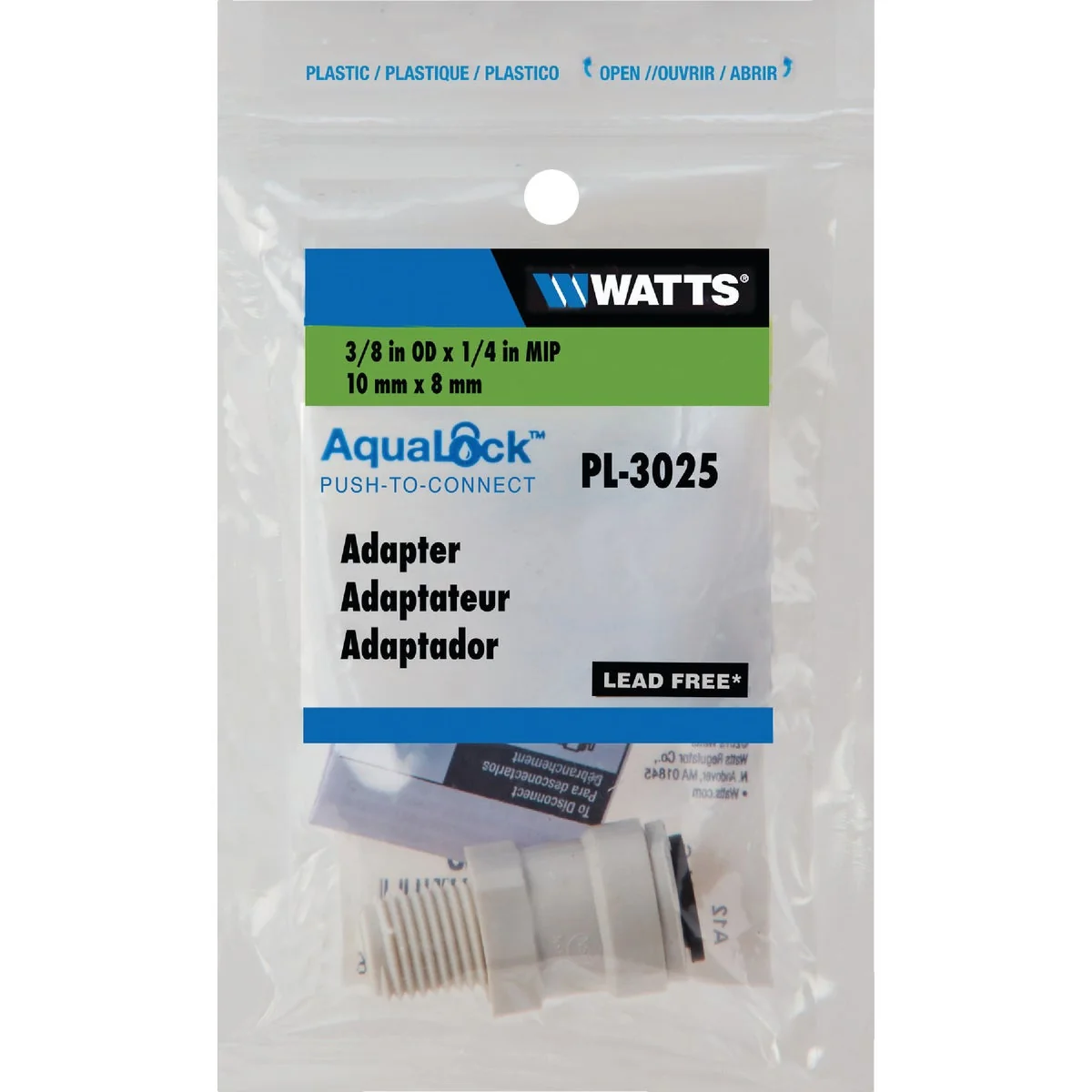 Top-Quality Watts Aqualock 3 8 In. OD x 1 4 In. MPT Push-to-Connect Plastic Adapter Exclusive