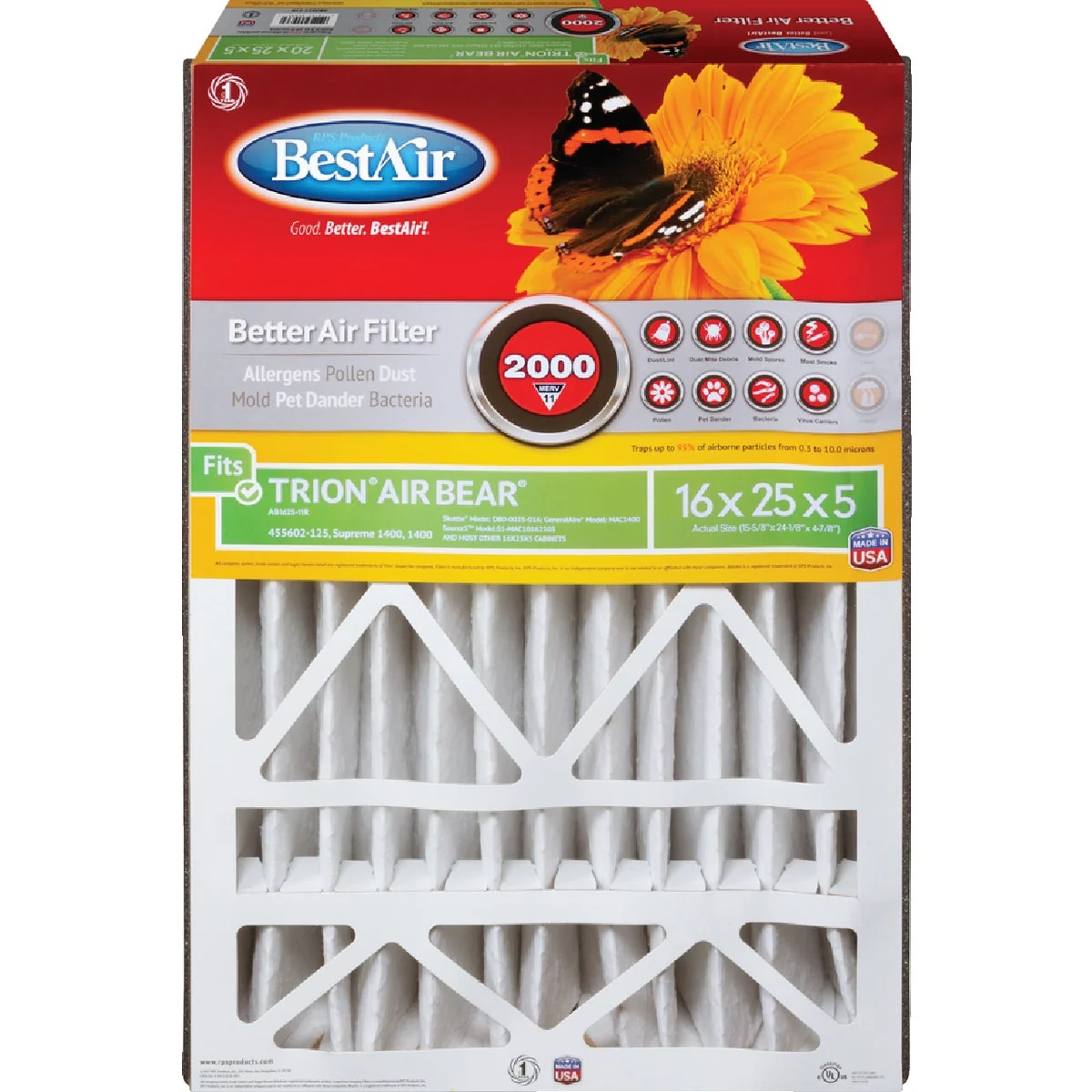 Specialty Air 16 In. x 25 In. x 5 In. Trion Air Bear MERV 11 Deep Pleat Furnace Filter Original