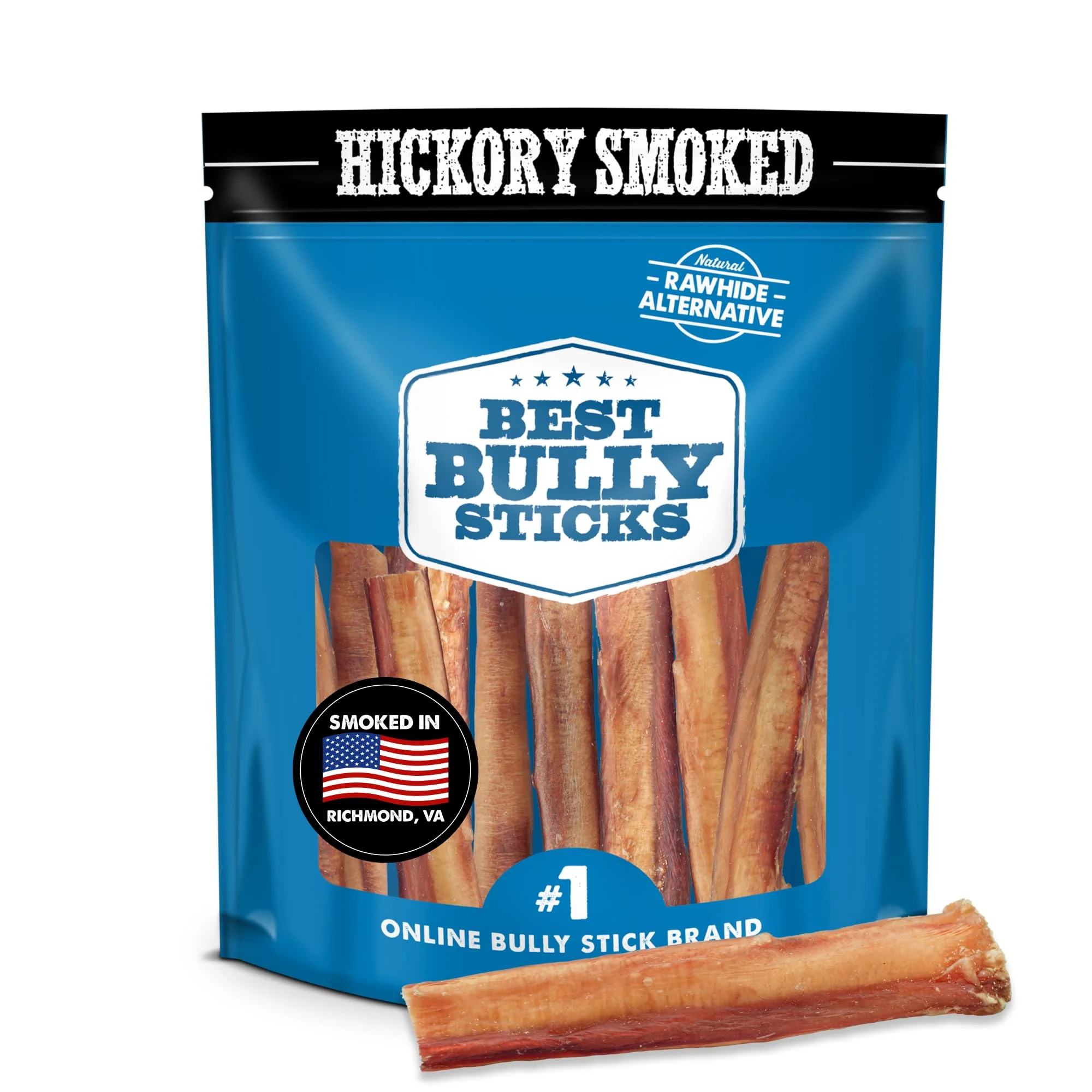 Next-Generation Bully Sticks Hickory Smoked Thick 6 Inch Bully Sticks - 10 Count Original Design