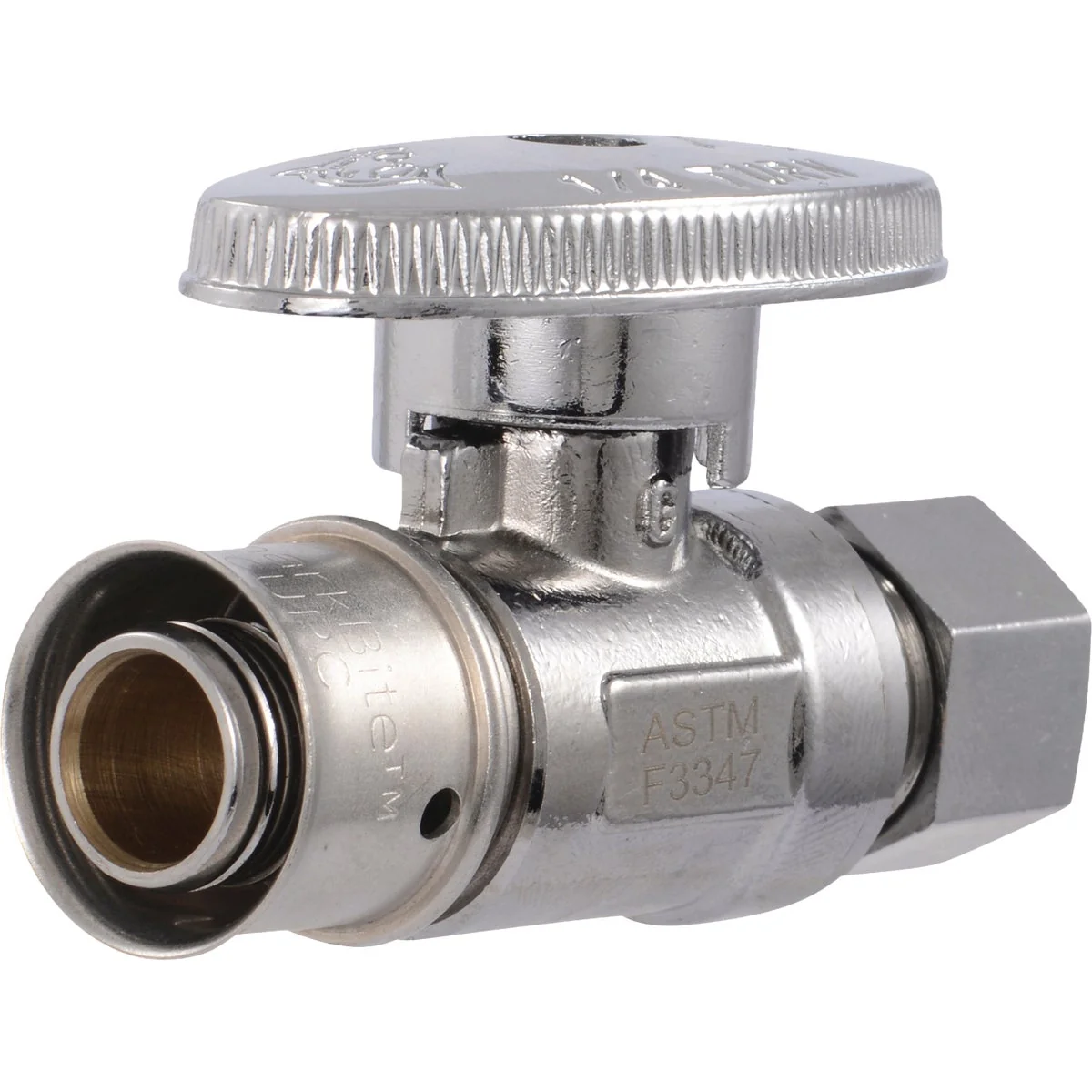 Classic SharkBite 1 2 In. PEX Press x 3 8 In. OD Brass Straight Stop Clean