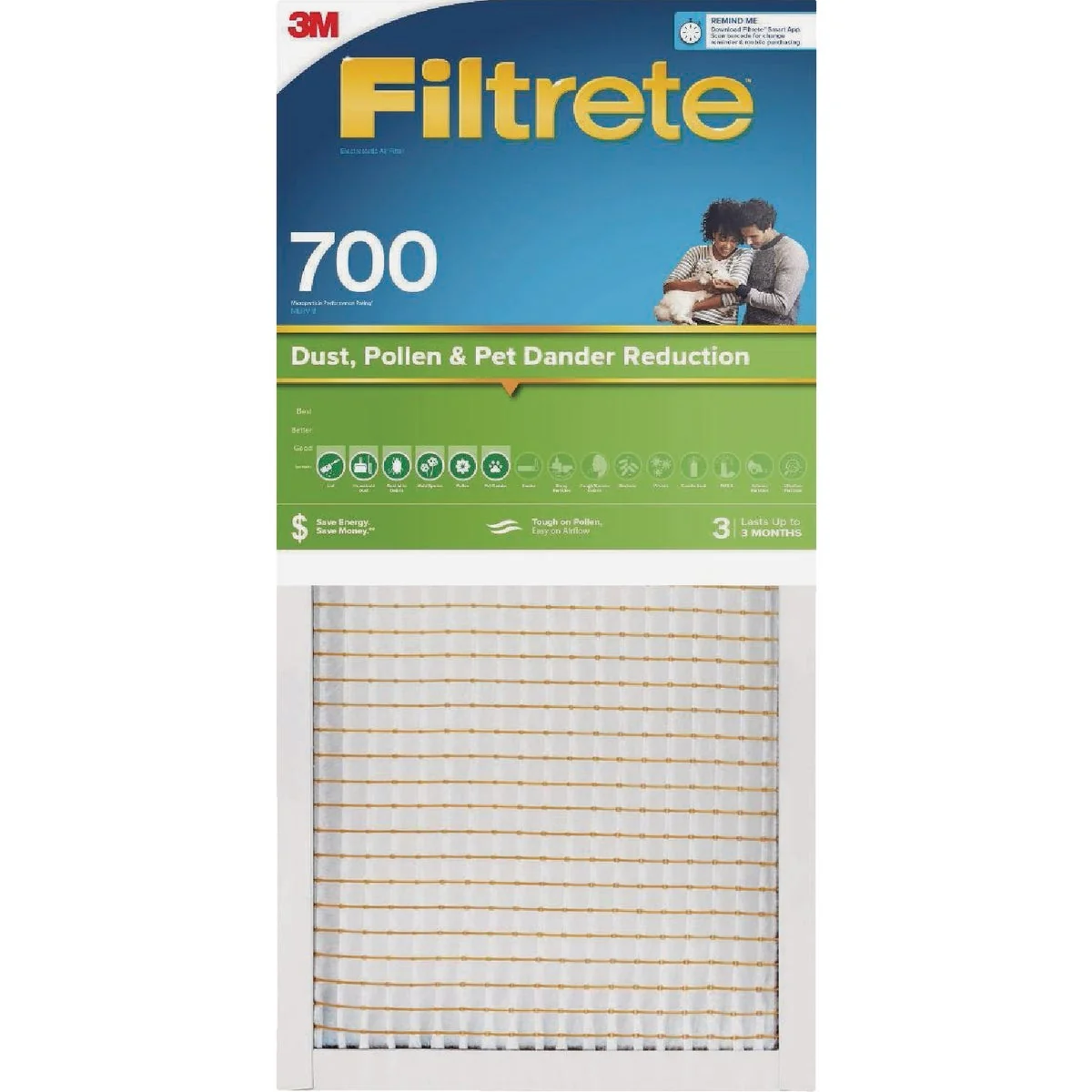 Certified Filtrete 12 In. x 12 In. x 1 In. 700 MPR Dust Pollen Pet Dander Reduction Furnace Filter MERV 8 Verified
