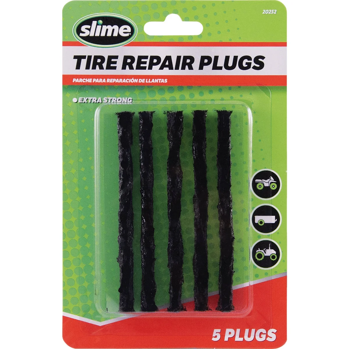 Environmentally Friendly Slime Tire Repair Plugs Black 5-Ct. Functional