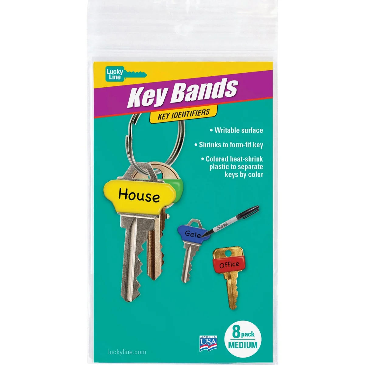 Environmentally Friendly Lucky Line Write-On Key Band Identifiers 8-Pack Optimized