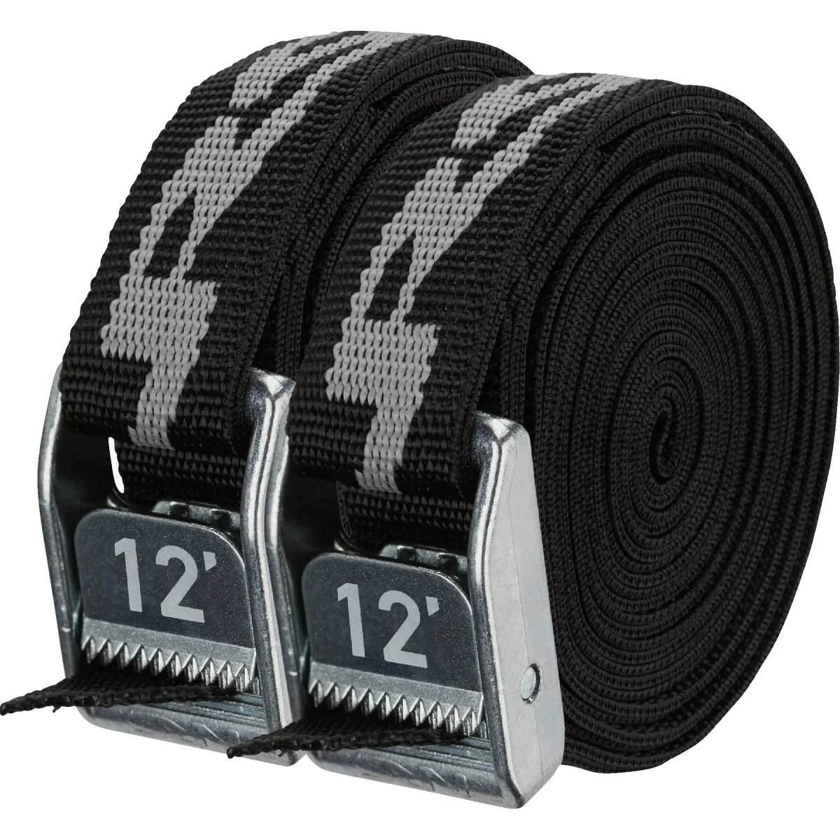 Effective NRS 1 In. x 12 Ft. Stealth Black Heavy Duty Tie-Down Strap 2-Pack Long-Lasting