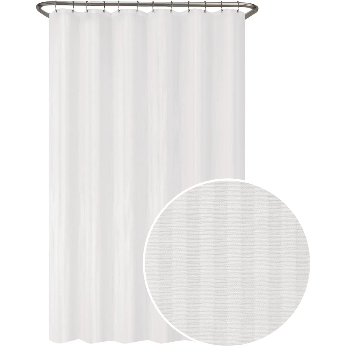 Optimized Zenna Home 70 In. x 72 In. Striped White Polyester Shower Curtain Liner Next-Generation