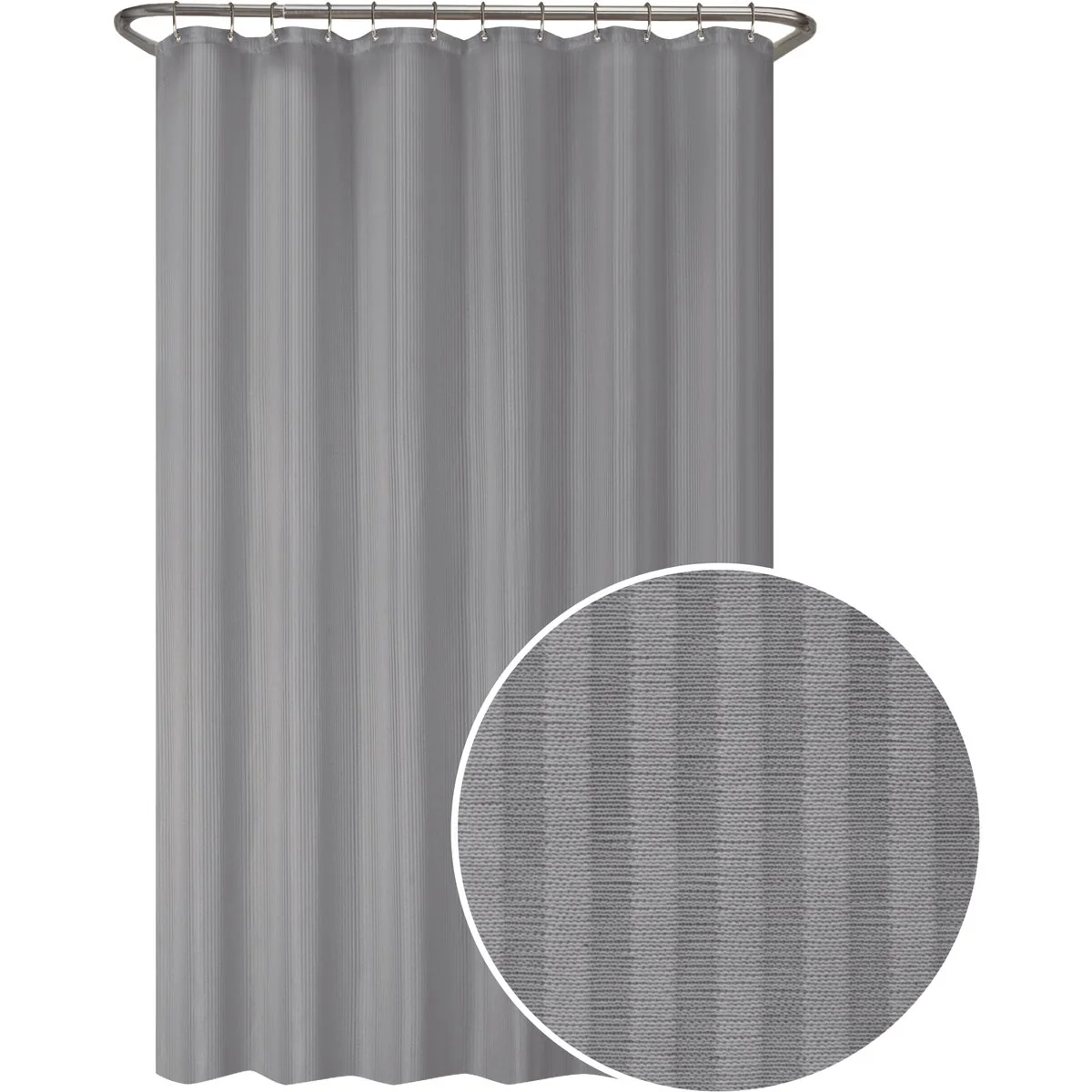 Luxury Zenna Home 70 In. x 72 In. Striped Gray Polyester Shower Curtain Liner Refined