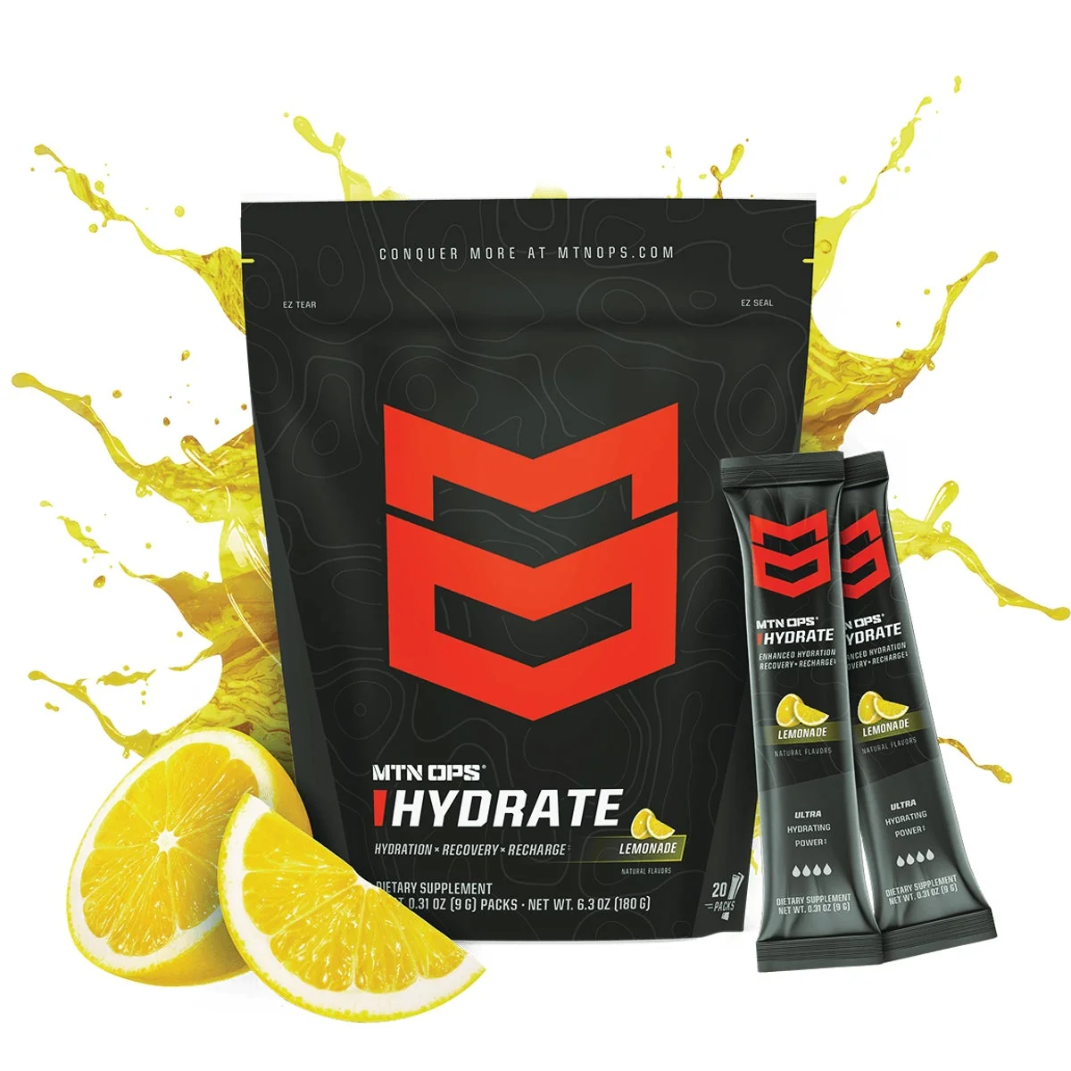 Premium Material MTN OPS Hydrate Lemonade Trail Pack Drink Mix 20-Count Dependable