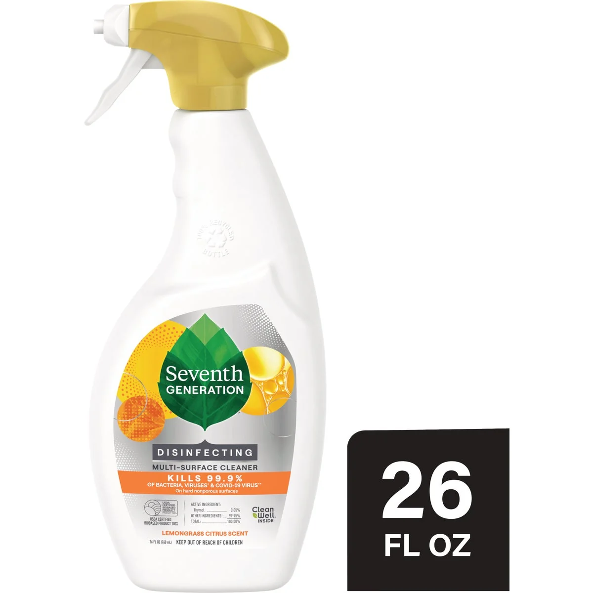 Original Design Seventh Generation 26 Oz. Lemongrass Citrus Disinfecting Multi-Surface Cleaner Organic