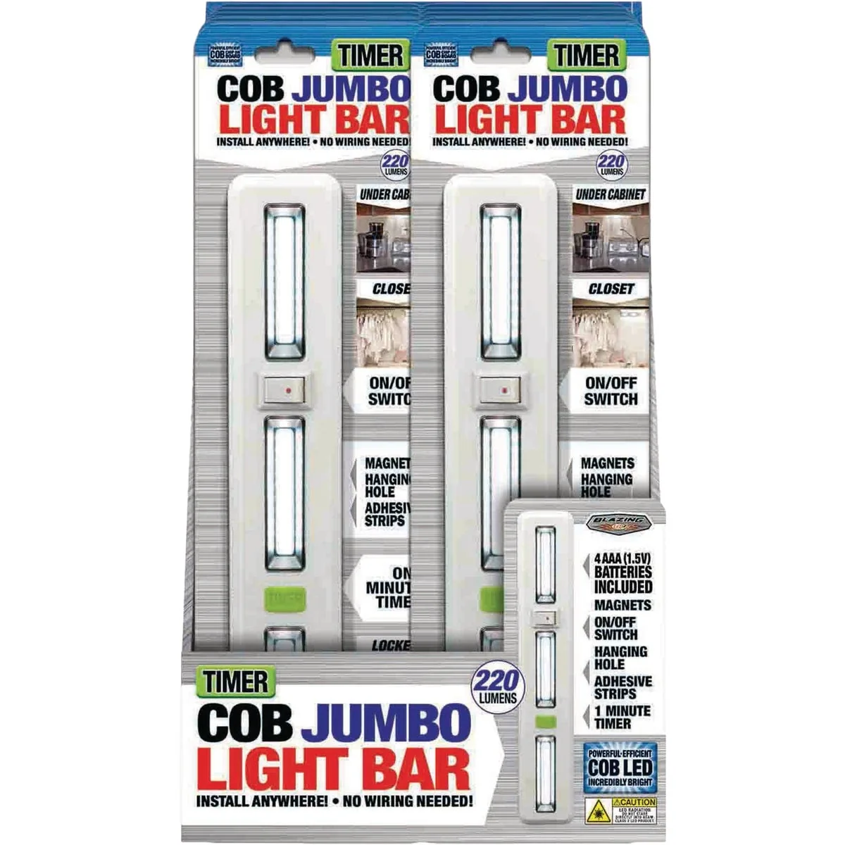 Genuine Blazing LEDz Timer Jumbo COB LED Battery Operated Light Bar Safe