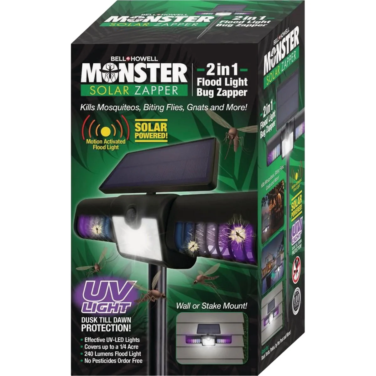 Official Bell Howell Monster Solar 2-In-1 Flood Light Bug Zapper Outstanding