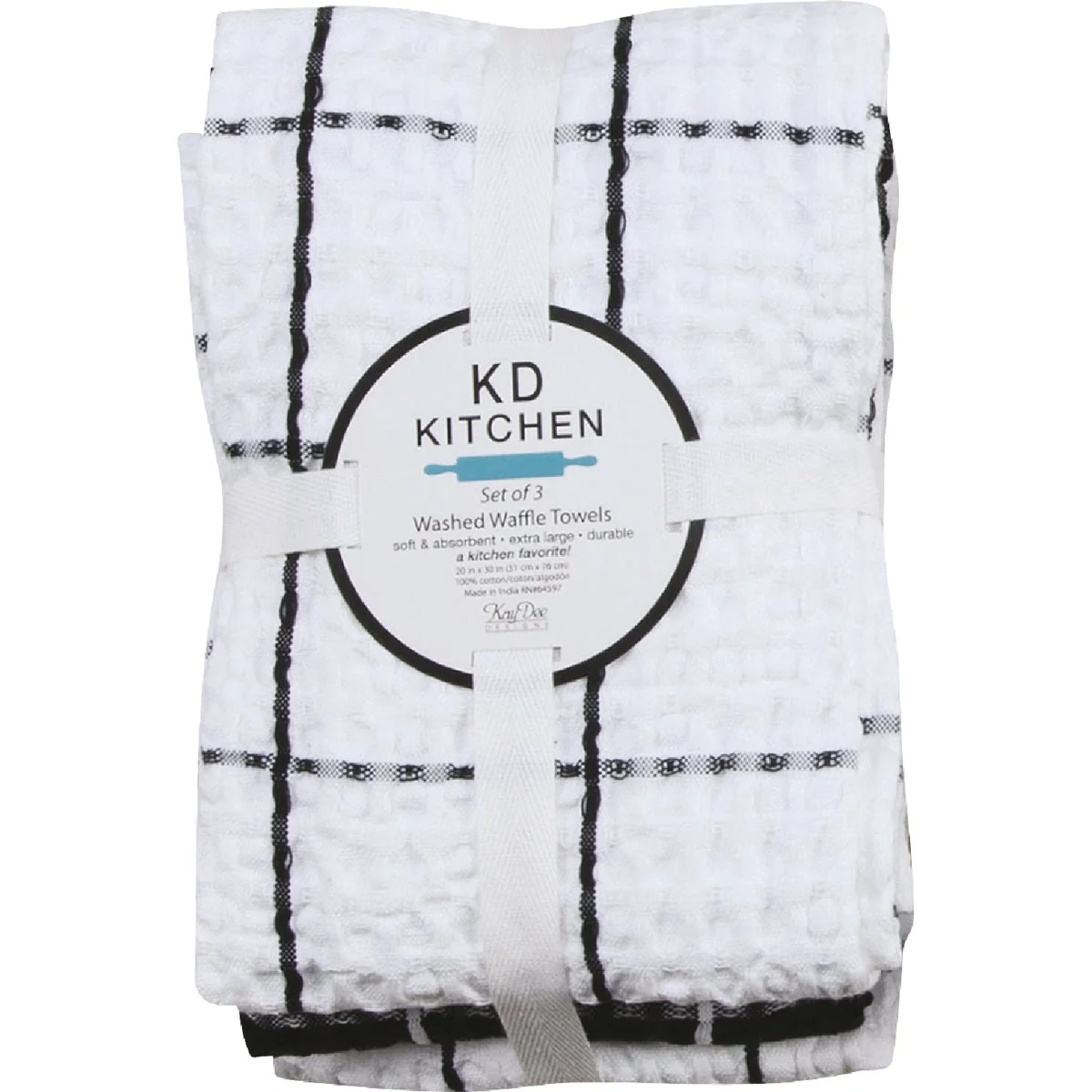 Practical Kay Dee Designs Onyx Waffle Kitchen Towel 3-Pack Safe