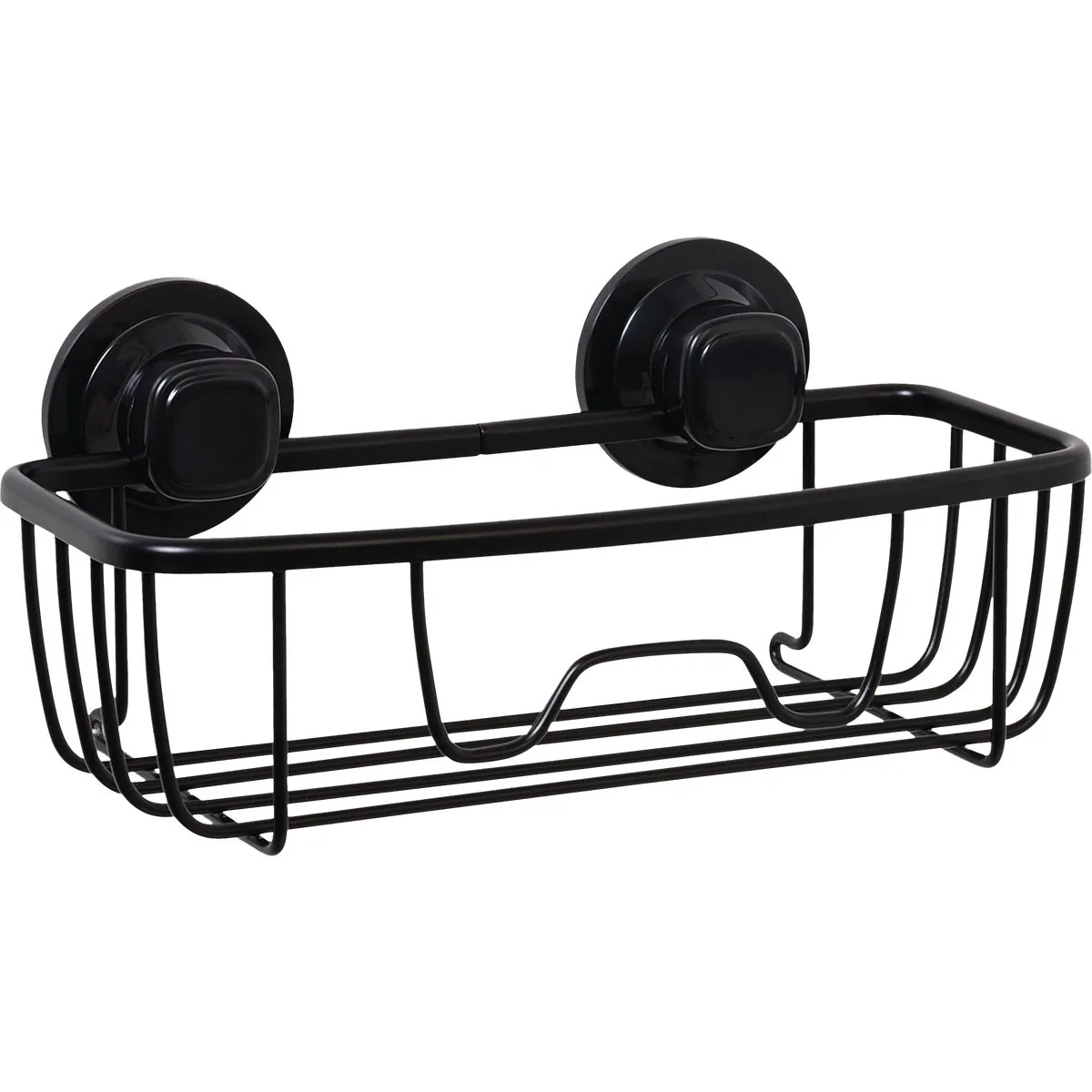 High-Quality Zenna Home Rustproof Matte Black Power Grip Pro Adhesive Suction Shower Storage Basket Fast