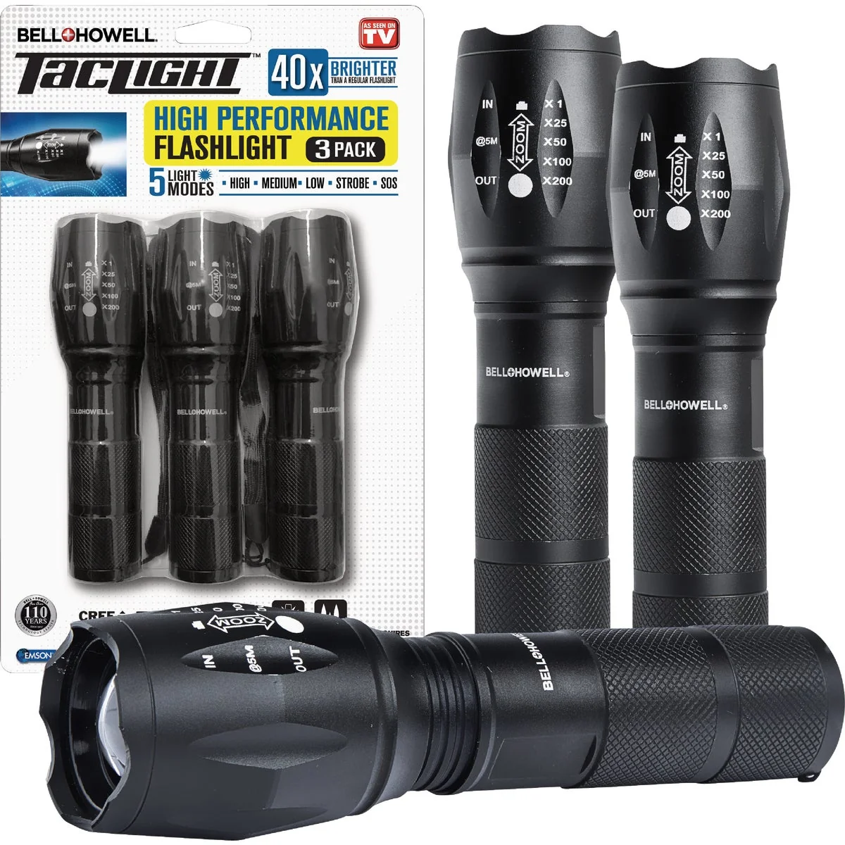 Crafted Bell Howell Taclight Flashlights 3-Pack Breathable