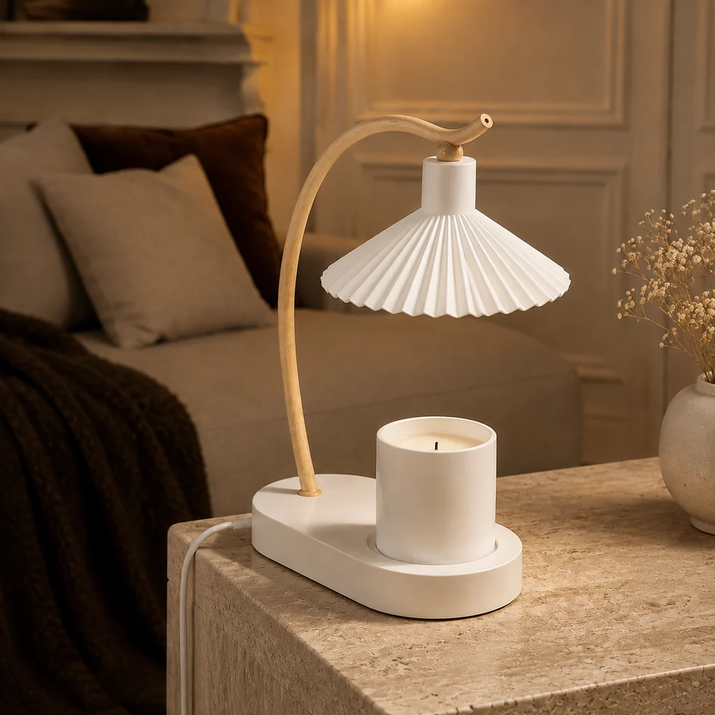 Genuine Lampe Chauffe-Bougie à Abat-Jour Plissé – Maison Milaya Versatile