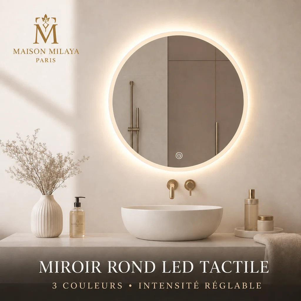 Outstanding Round Touch LED Mirror 3 Light Colours – Maison Milaya Quality