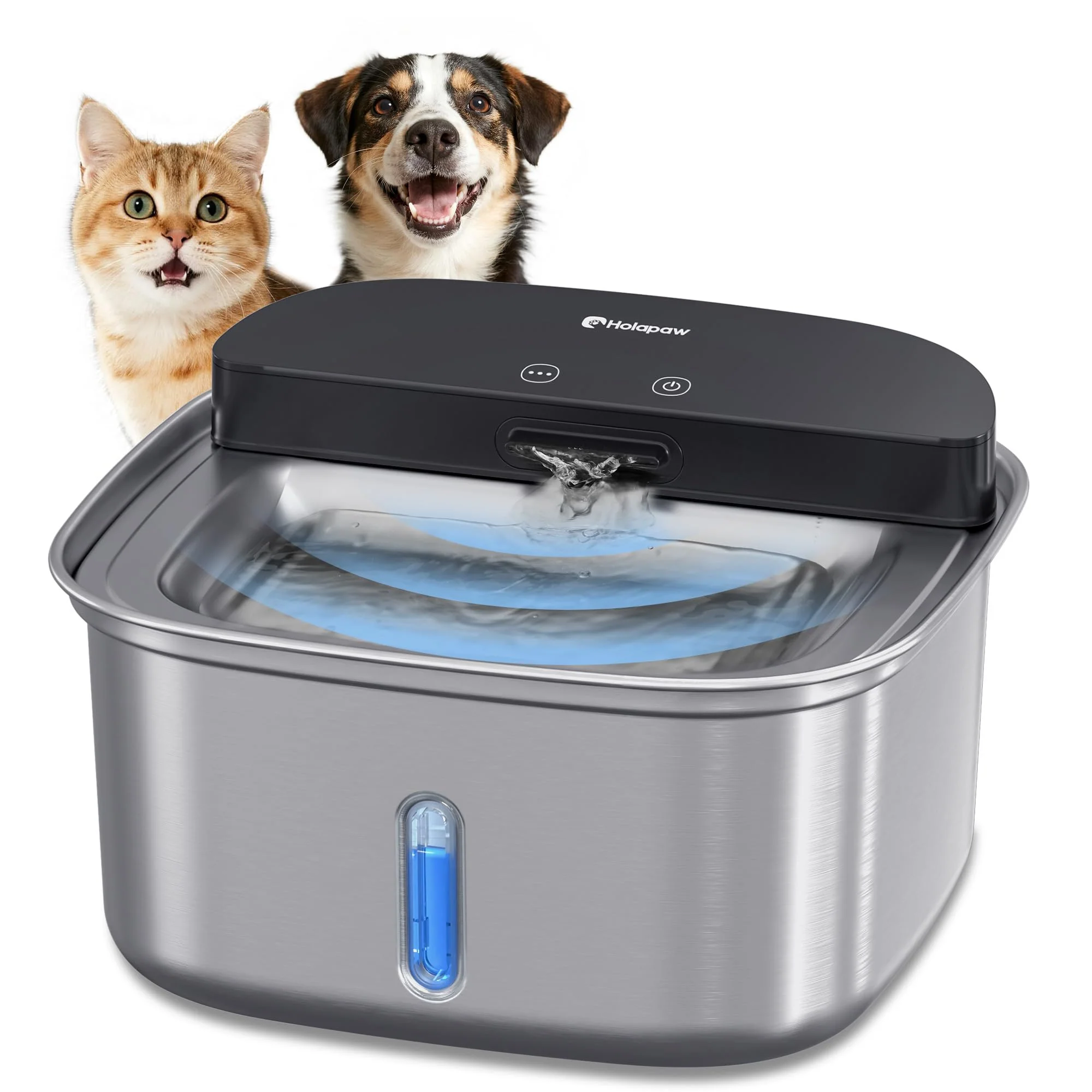 Secure HOLAPAW Wireless Cat Water Fountain Stainless Steel — 128oz 3.78L Cordless Battery-Operated with Motion Sensor Professional