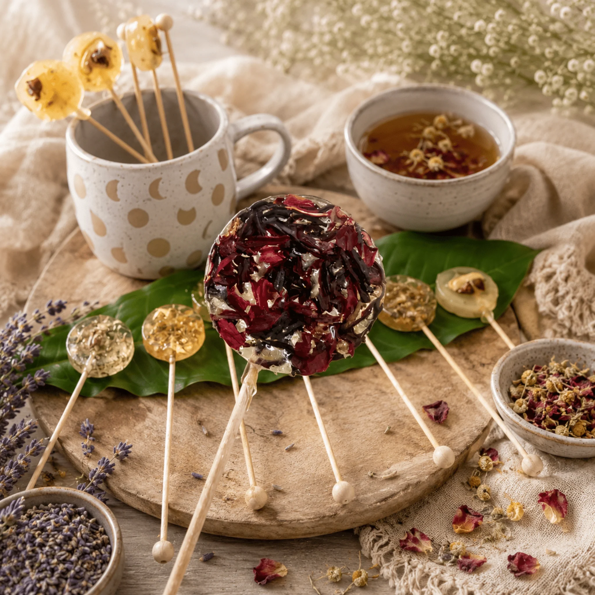 Convenient Hibiscus Tea Lollipop Herbal Tea Stir Stick Candy Tart Sweet Responsible