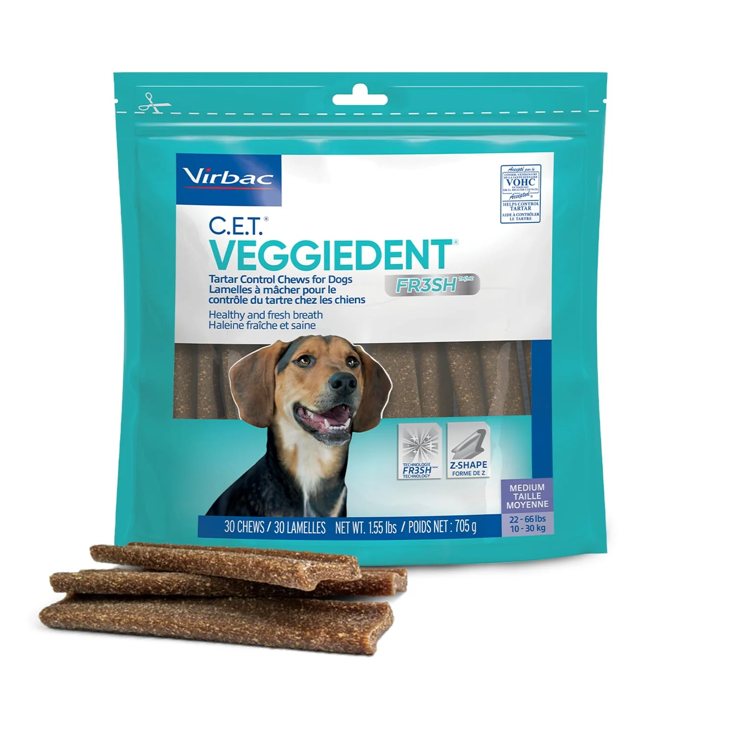 Contemporary Virbac C.E.T. Veggiedent FR3SH Tartar Control Chews for Dogs – Medium Beef 1.6 lb Luxury