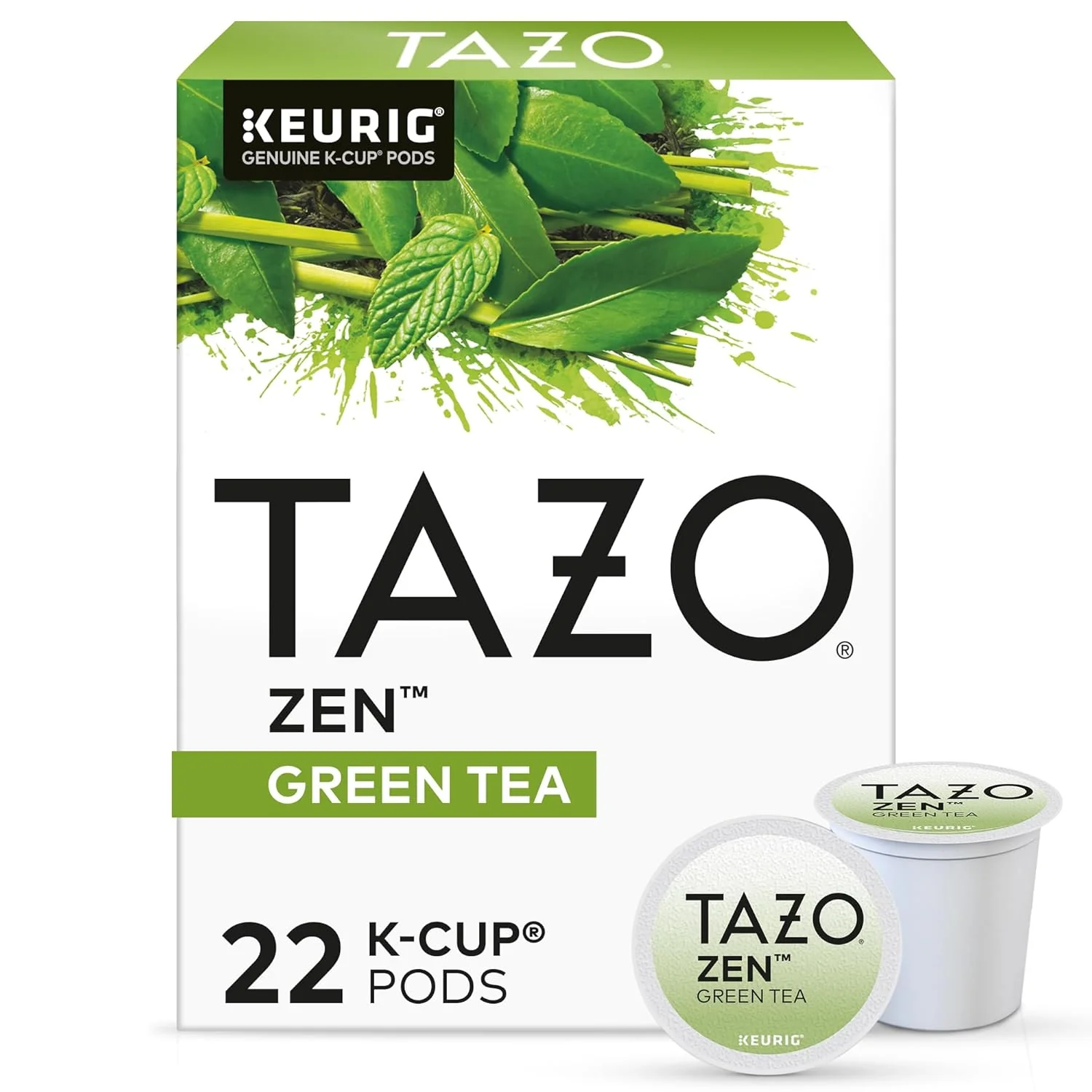 Authentic Tazo Zen Green Tea K-Cups Green Tea Zen for Health and Wellness 22 Pods Functional