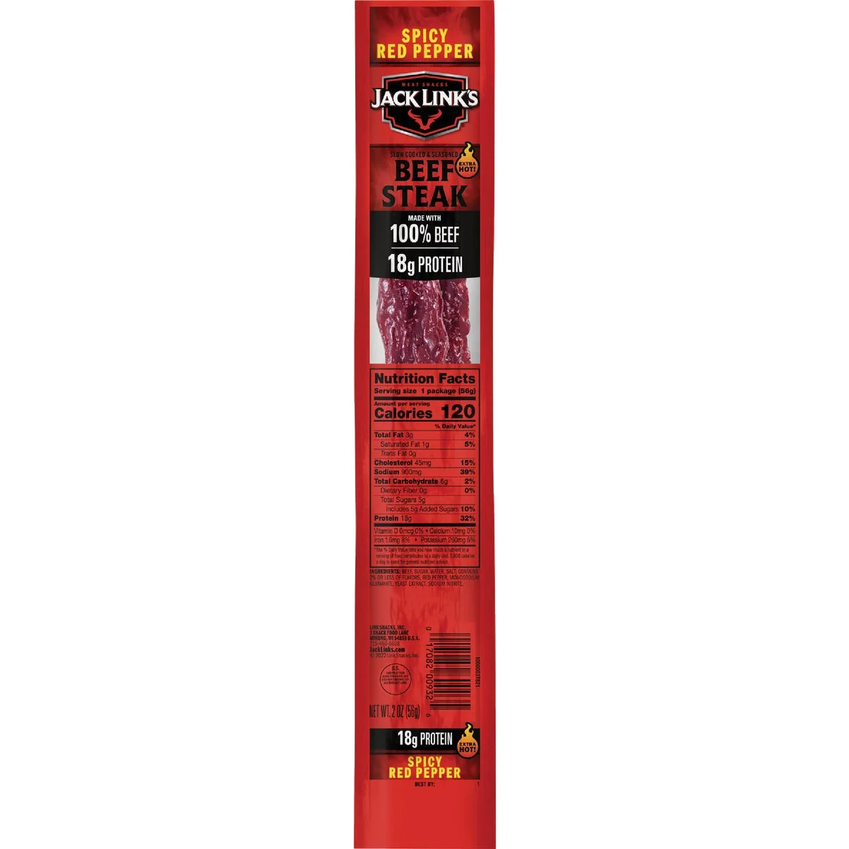 Premium Jack Link's 2 Oz. Spicy Red Pepper Beef Steak Jerky Secure