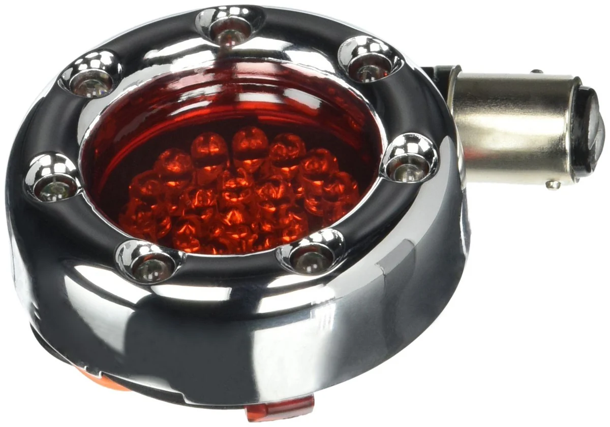 Original Custom Dynamics BTRC-RR-1157-R LED Turn Signal Chrome Housing Red Red Bullet Ringz 1157 Style Elegant