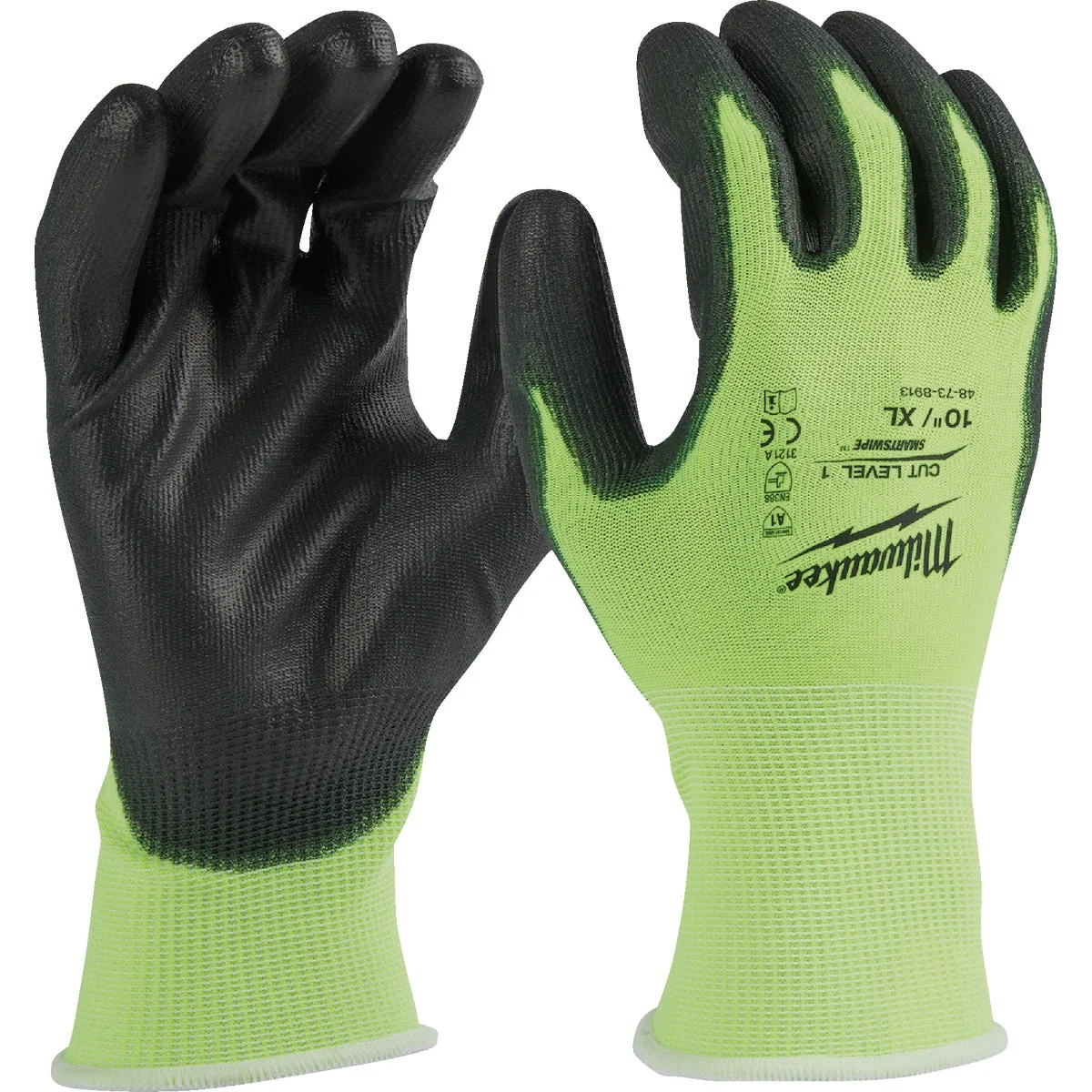 Innovative Milwaukee Unisex Medium High Visibility Cut Level 1 Dipped Glove Green